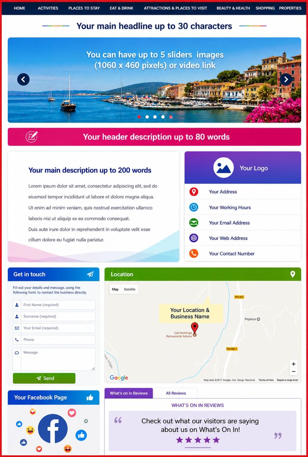 Sales Page Layout when Advertise in Durham